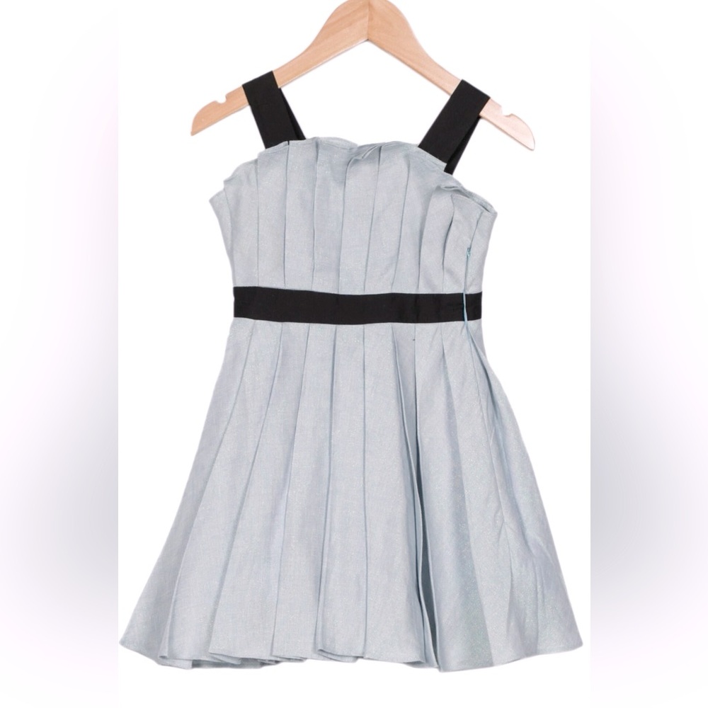 NIKOLIA Blue Pleated Linen Dress